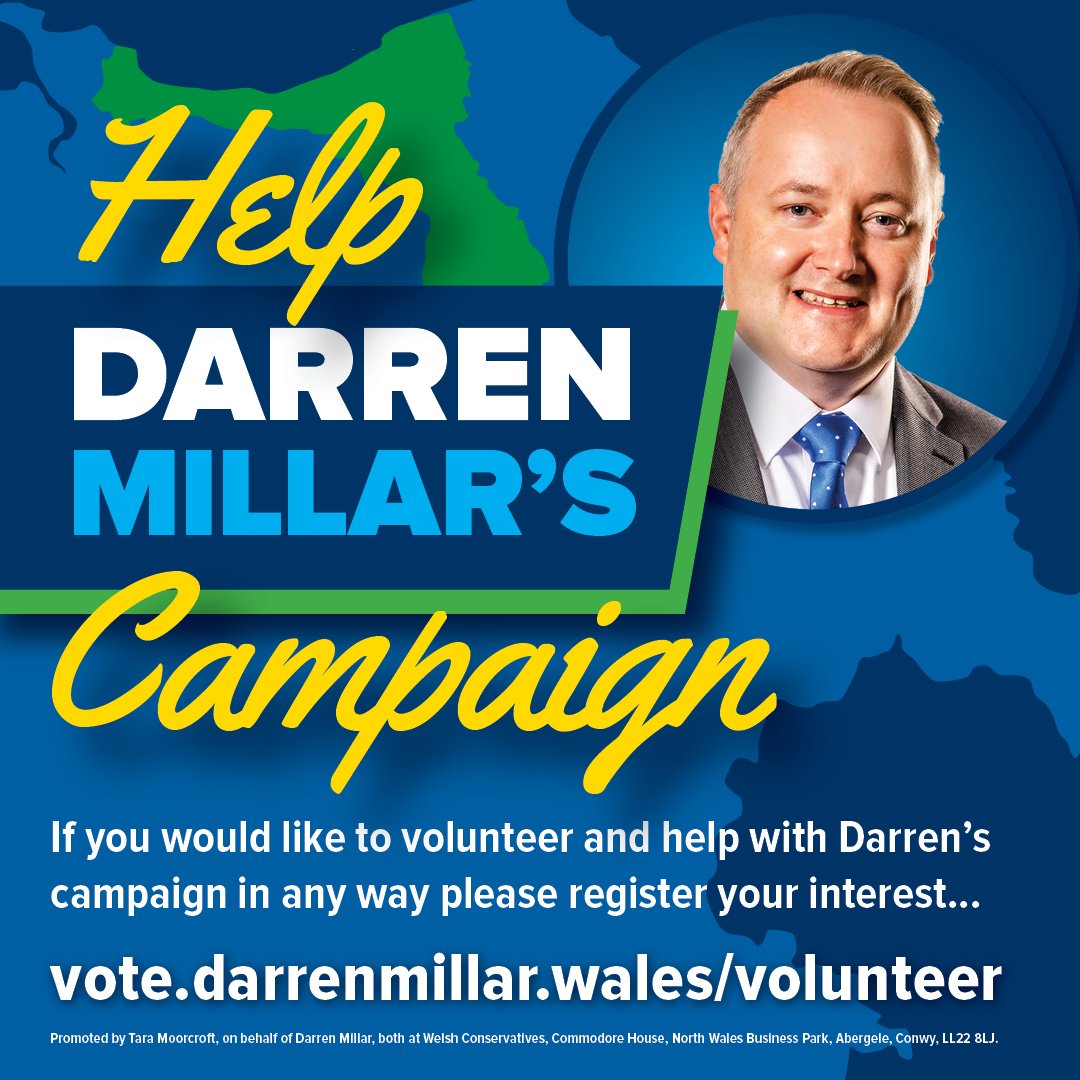🗳️ I'm standing to be the first MP for the new Clwyd North constituency. Register below if you'd like to volunteer to help my campaign 👇 vote.darrenmillar.wales/volunteer #BackDarren #Millar4ClwydNorth #ClwydNorth
