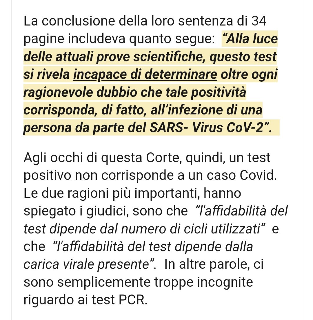 Ecco le argomentazioni della Corte di Appello di Lisbona riguardo all''inaffidabilità dei test pcr riguardo alla positività al virus