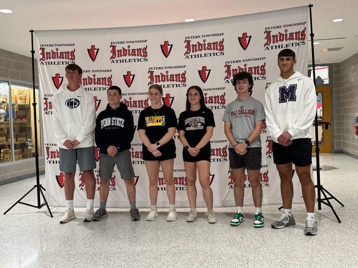 Congratulations to our signing day ceremony participants!
TJ Taylor - PSU-New Kensington (Baseball)
Isaac Meyers - PSU-Behrend (Wrestling)
Grace O'Korn - West Liberty (Wrestling)
Alexis Conway - Lafayette (T&amp;F/CC)
George Bondi - W&amp;J (T&amp;F/CC)
Jack Dunbar - Mt. Union (Basketball)