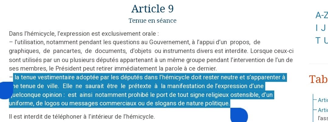 @AlertesInfos Et à ceux qui veulent mettre une note de la communauté : ce que porte Yael braun pivet est interdit par le règlement. C'est même le même article pour Delogu et Braun pivet...