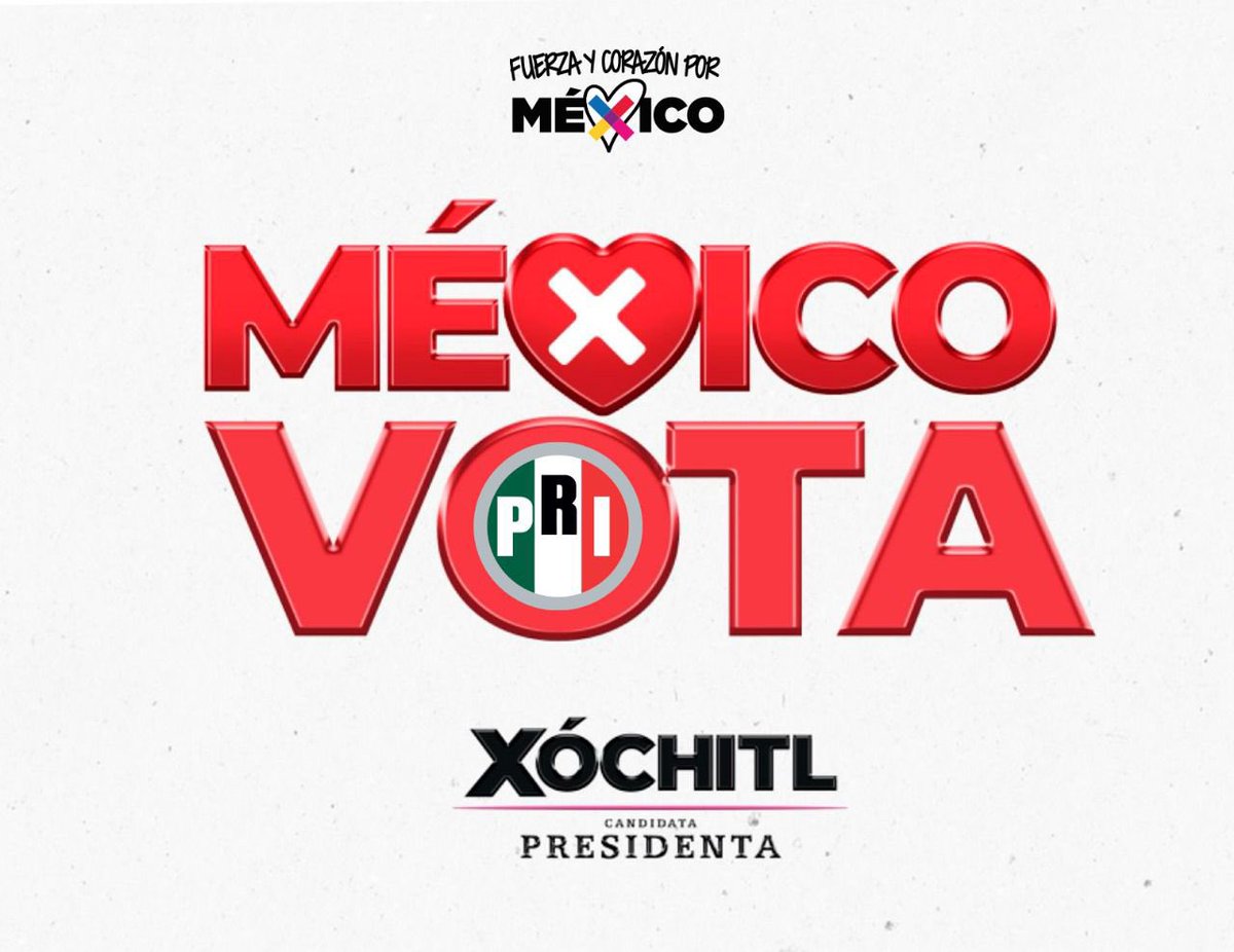 Vamos con #XóchitlPresidenta2024, #VotaPRI, para que México viva en paz y tú y tu familia puedan salir a las calles y recorrer nuestro país sin ningún peligro. Este #2dejunio , ¡vamos a ganar con <a href="/XochitlGalvez/">Xóchitl Gálvez Ruiz</a>! 🙏🏼