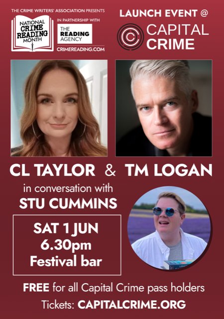 National Crime Reading Month is a brilliant initiative and I'm very excited to be part of the launch on June 1st - I'll be chatting with fellow thriller author @callytaylor and bookblogger extraordinaire @TheStuCummins at Capital Crime #pickupapageturner crimereading.com