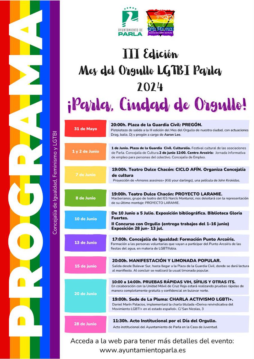 Podemos_Parla's tweet photo. 🏳️🌈Ƥαяℓα Ƈιυ∂α∂ ∂є σяƓυℓℓσ🏳️🌈
🌈Este 31 de mayo, no te pierdas el pregón a cargo de 𝗔𝗮𝗿𝗼𝗻 𝗟𝗲𝗲 reconocido músico y activista social
🏳️⚧️¡Ven y únete a nosotr@s el 𝐕𝐈𝐄𝐑𝐍𝐄𝐒 𝟑𝟏 𝐝𝐞 𝐦𝐚𝐲𝐨 a 𝟐𝟎𝐡 𝐞𝐧 𝐥𝐚 𝐏𝐳𝐚 𝐆𝐮𝐚𝐫𝐝𝐢𝐚 𝐂𝐢𝐯𝐢𝐥
#ParlaOrgullosa https://t.co/koUbAtOhmv