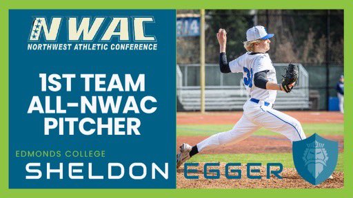 Congrats to Sophomore Sheldon Egger on being selected 1st Team All-NWAC Pitcher!