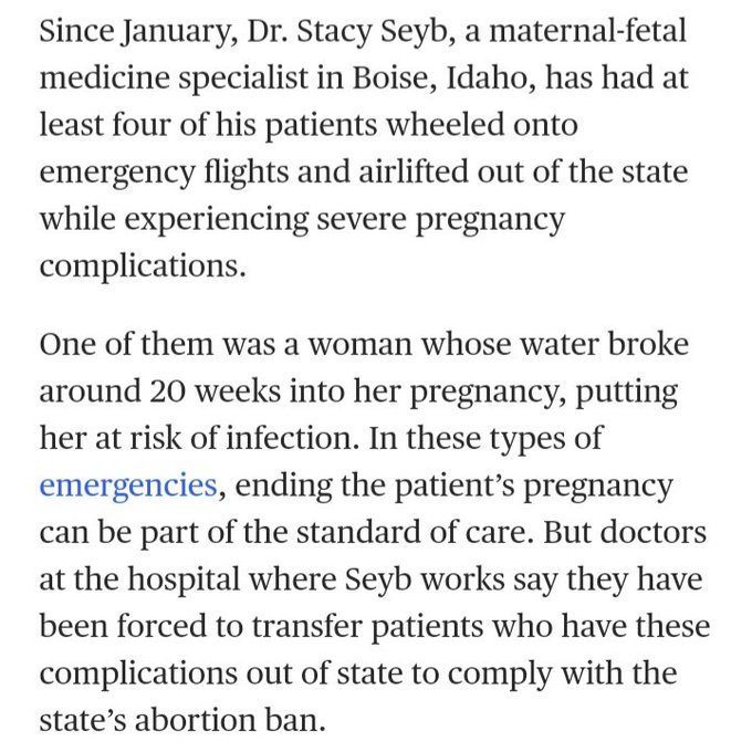 @DJT_2024_MAGA Reading is hard for you huh? Abortions are sometimes medically necessary and are needed in emergency medical situations. Women are being denied necessary emergency care in Idaho.