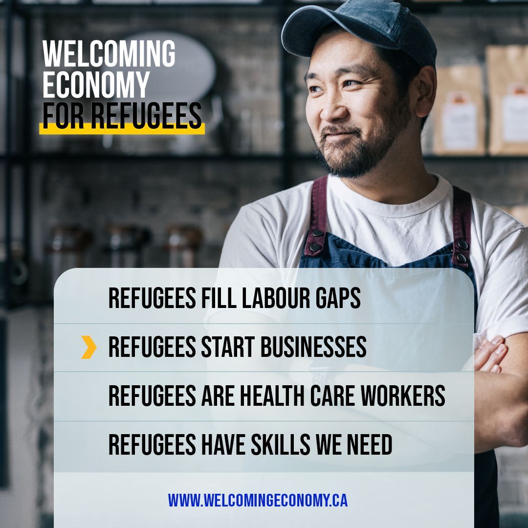Did you know? 14.4% of refugees who've been in Canada between 10 and 30 years are self-employed or business owners who create jobs. Let's tap into this #entrepreneurial spirit to boost our local economies! Visit #WelcomingEconomy: bit.ly/welcoming-econ… #WithRefugee
