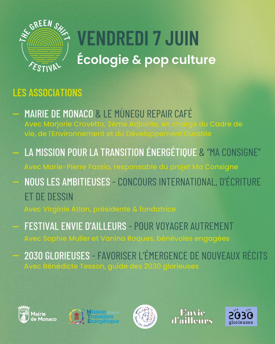 #TheGreenShiftFestival - Ne manquez pas les Happy Hours du Green Shift Festival ! 🌞🍹 Rendez-vous du 5 au 7 juin 2024 de 18h à 19h, Promenade du Larvotto à Monaco. Infos : thegreenshiftinitiative.org/fr/festivals/2…