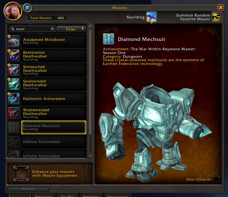 MrGM on X: "The “Diamond Mechsuit” is the reward for Keystone Master in Season 1 of the War Within https://t.co/Joo4aqTiCe" / X
