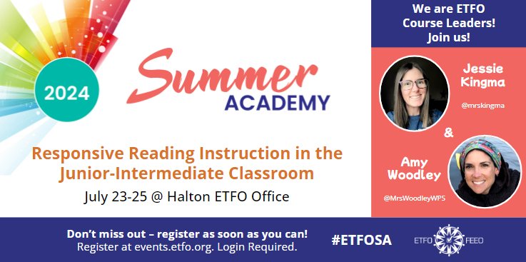 I am very excited to be co-leading an ETFO Summer Academy course with <a href="/MrsWoodleyWPS/">Amy Woodley</a> ! There are many different workshops to choose from at locations across the province! Be sure to check it out!  #ETFOSA <a href="/GEDSB/">Grand Erie District School Board</a> <a href="/ETFOeducators/">Elementary Educators</a>