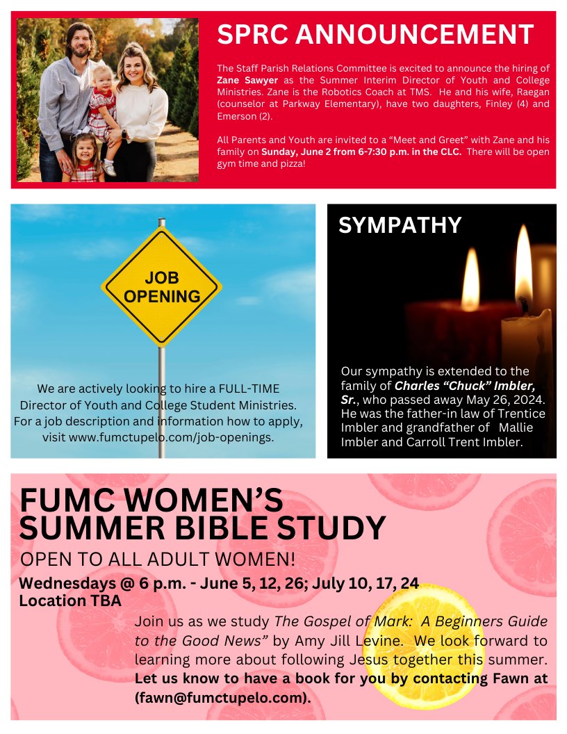 fumctupelo's tweet photo. See all the things happening at FUMC in this week's newsletter! https://t.co/f4momsNC1P