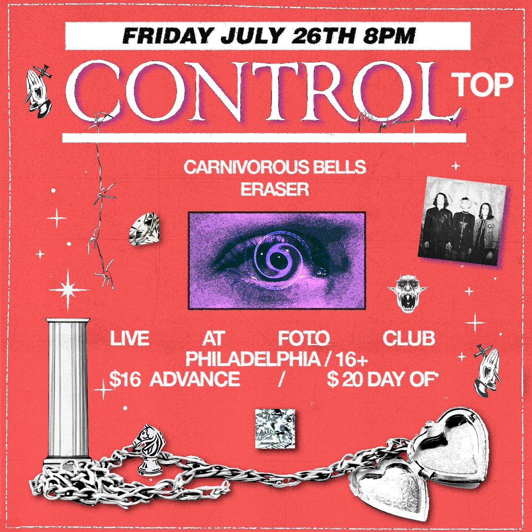 Control Top Philly + NYC shows 

7/26 PHILADELPHIA, PA - FOTO CLUB with CARNIVOROUS BELLS and ERASER  

7/27 BROOKLYN, NY - UNION POOL with PUBLIC CIRCUIT and POP MUSIC FEVER DREAM
