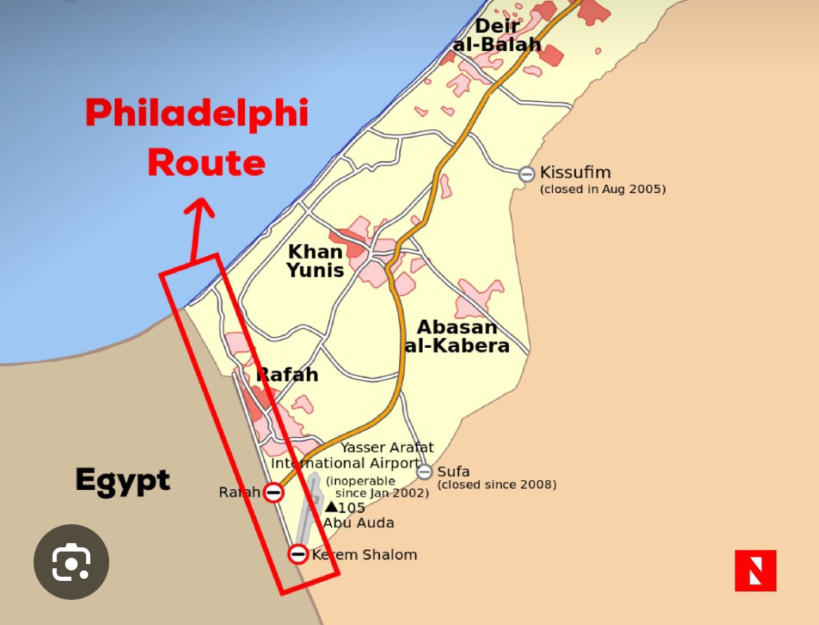 Now that Israel has total control of Philadelphi( Sallahuddin) Corridor on the border with #Egypt, will we see in coming days an attempt to forcibly displace one million Palestinians from Rafah and Khan Younis.