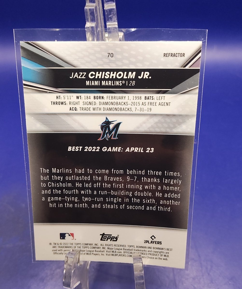 Jazz Chisholm Jr 
Refractor 

#WackyWednesday 
Starting bid $1.00
At least a $.25 is required after opening 

#WackyWeekFinalRound is tomorrow 
Add to your #WackyStack
Happy collecting everyone