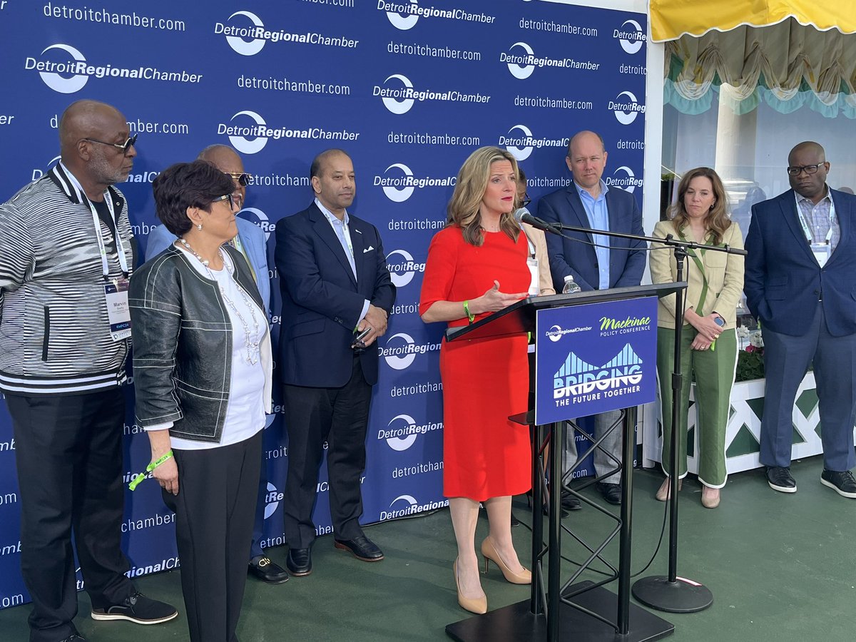 .@JocelynBenson, @Baruah_DRC_CEO and business leaders to promote voter education and engagement heading into 2024 election. Strength of democracy is essential for economy to thrive. @DetroitChamber #MPC24 #LeadershipMatters