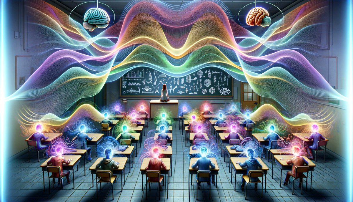 drew_ponder's tweet photo. #MentalHealth #SocialContagion #FrequencyWaveTheory #ResonanceEffects #CollectiveConsciousness #EmpathyWaves #VibrationalFrequency #MindfulnessMatters #PositiveFrequencies #QuantumInteractions
Here is a generated image of the classroom scene with students emitting vibrational frequencies, illustrating resonance, synchronization, and various energetic interactions.