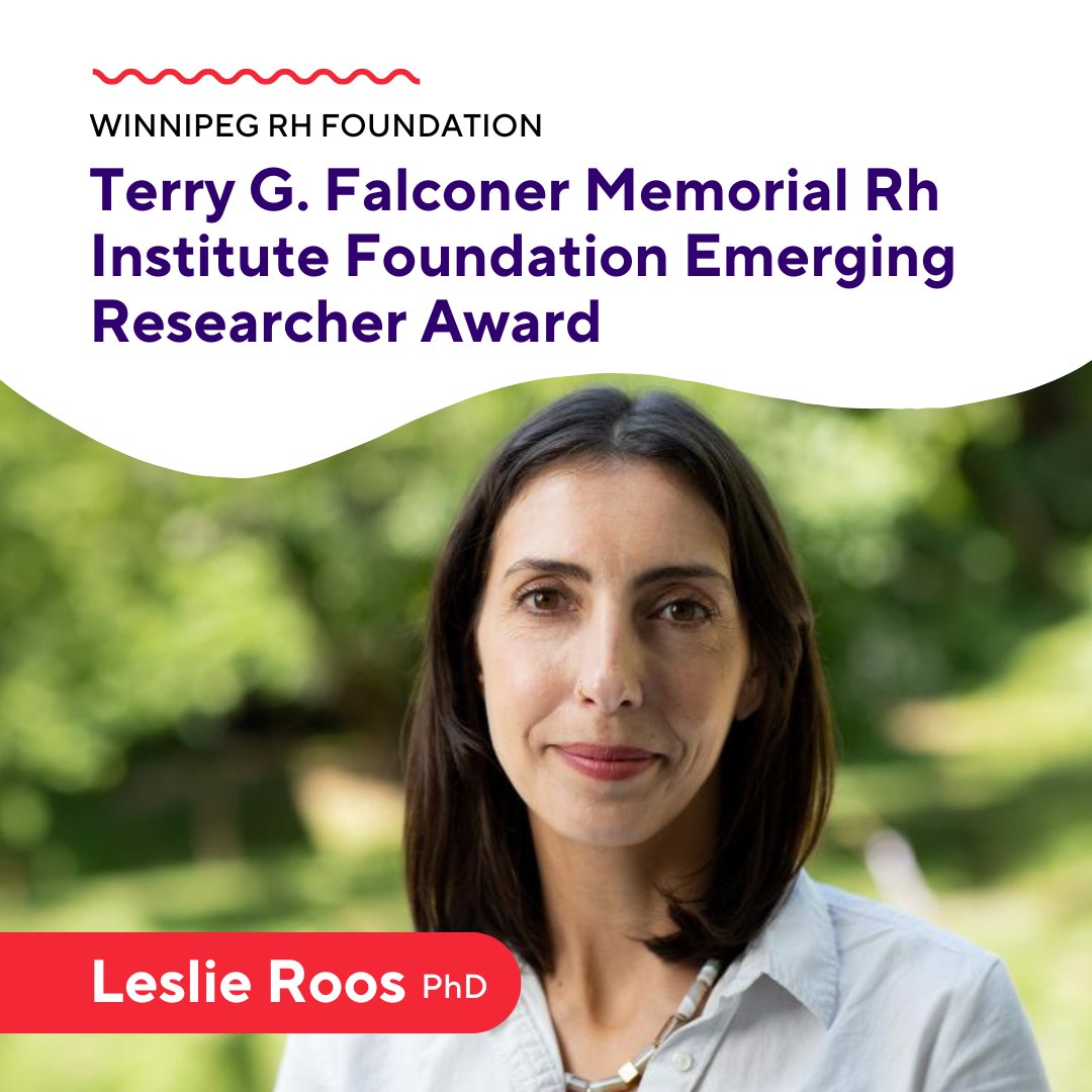 Congratulations to Dr. Leslie Roos, a 2023 recipient of the Terry G. Falconer Memorial Rh Institute Foundation Emerging Researcher Award! 

The award recognizes Dr. Roos' innovative work developing family-centered mental health interventions.

Read more: news.umanitoba.ca/meet-leslie-e-…