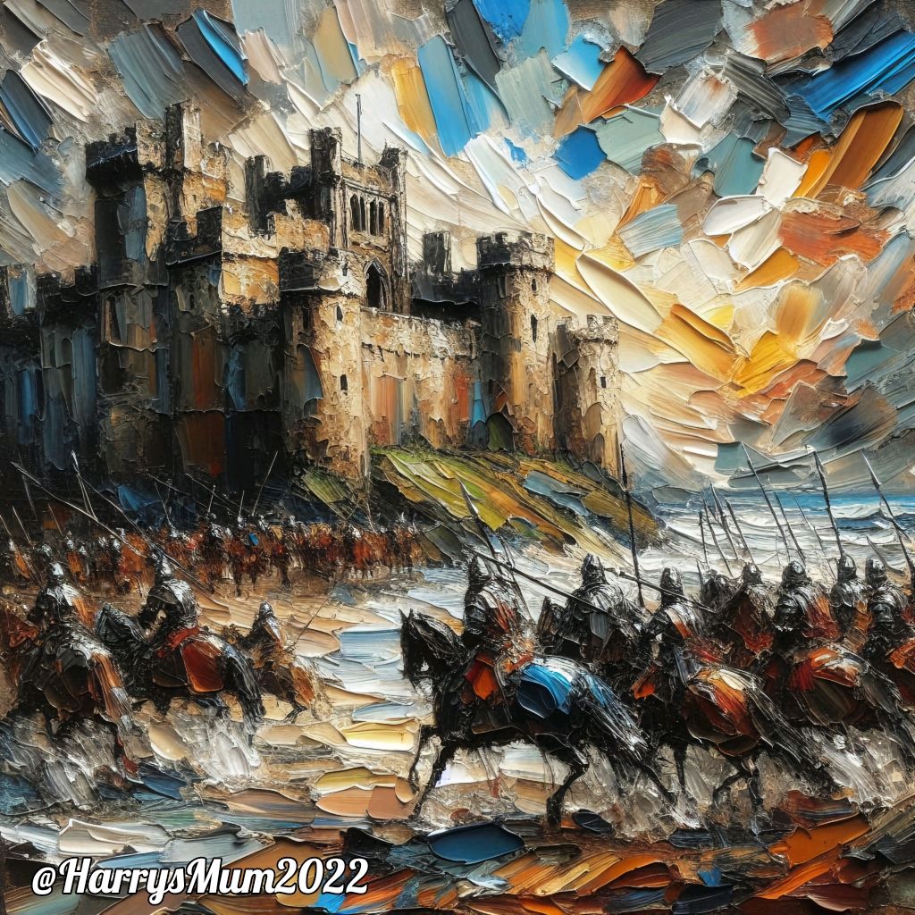 Time to log off and unwind, my favourite people. Hope you're having a fantastic evening. Take care and catch you again tomorrow.  𝒟𝒶𝒾𝓈𝓎 xx
 🤗😘🙋‍♀️🍷
Oil painting of Battle of Hastings1066 😀 made with AI
#GoodEvening #LoggingOff
#aiART
#DALLE3