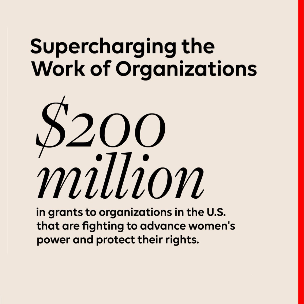 melindagates's tweet photo. Day in and day out, these organizations are leading extraordinary efforts to protect women’s rights and advance their power and influence in the United States. But for far too long, organizations focused on women and girls have been chronically underfunded—and forced into a defensive posture while the enemies of progress play offense. As part of my new $1 billion commitment to advance women’s power globally, I’m moving substantial resources to help supercharge the vital work of these organizations.