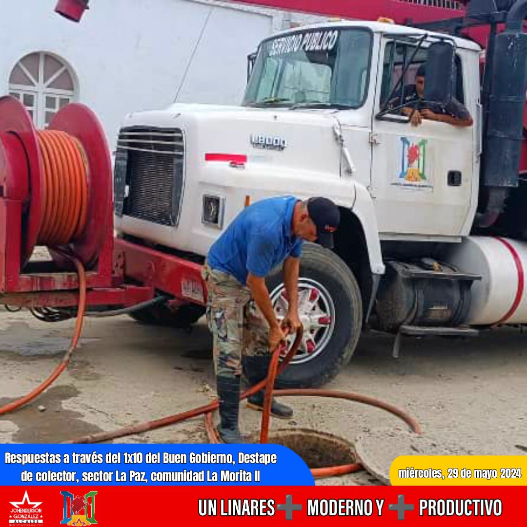 #29May | El equipo de Aguas y Redes, se encuentran desplegados, dando respuestas a través del 1x10 del Buen Gobierno en el sector La Paz de la comunidad La Morita II con labores de destapé de colector, eliminando el foco de contaminación y mejorando la calidad de vida.