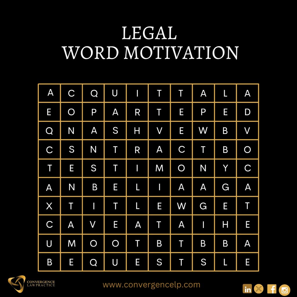 Convergence_LP's tweet image. Just another Wednesday in the law books, how many legal words can you solve, one word at a time!
#convergencelawpractice #crosswordpuzzle #wednesdaymotivation #hashtag #puzzlechallenge
@SO_Akins @kaycee4c