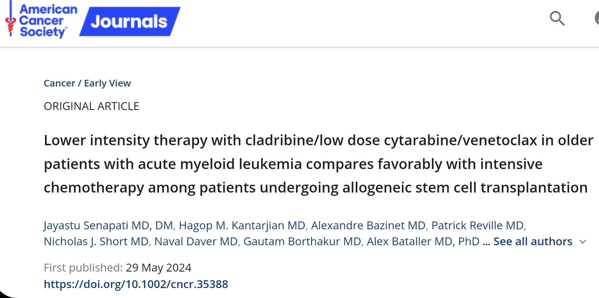 ✅️ RFS/OS superior compared to >60 y/o pts who had SCT post HMA-Ven (Supp) - Both Int Rx & HMA-Ven comparator arms retro though ~80%were Rx on clinical trials @DrHKantarjian @Daver_Leukemia @NicholasShortMD @GBorthakur @patrickreville @FadiHaddad_MD @sanamloghavi @AlexBataller