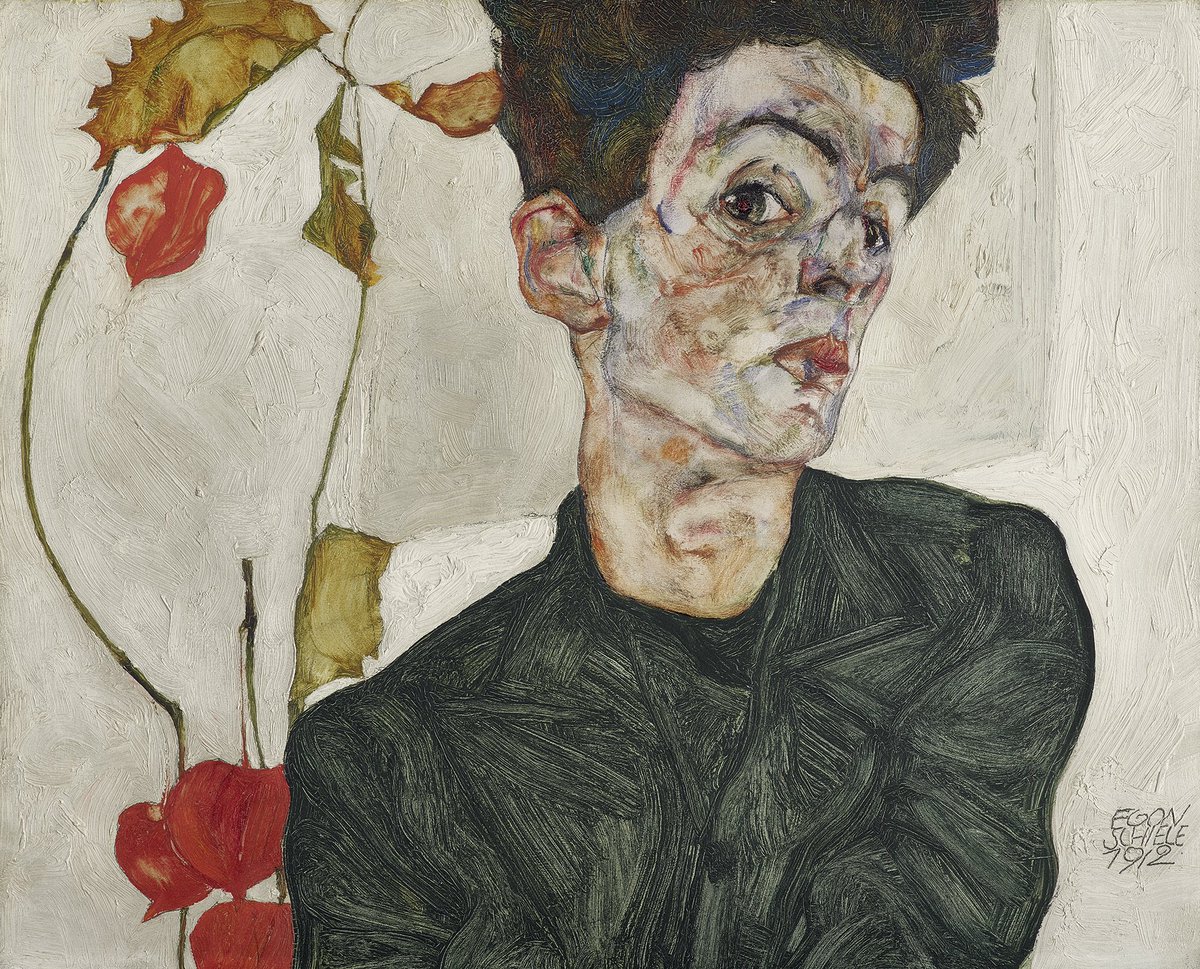 Egon Schiele shoes self confidence. 

We can see these open eyes going in the direct contact with us.

An artist, who is in his self understanding a visionary person.