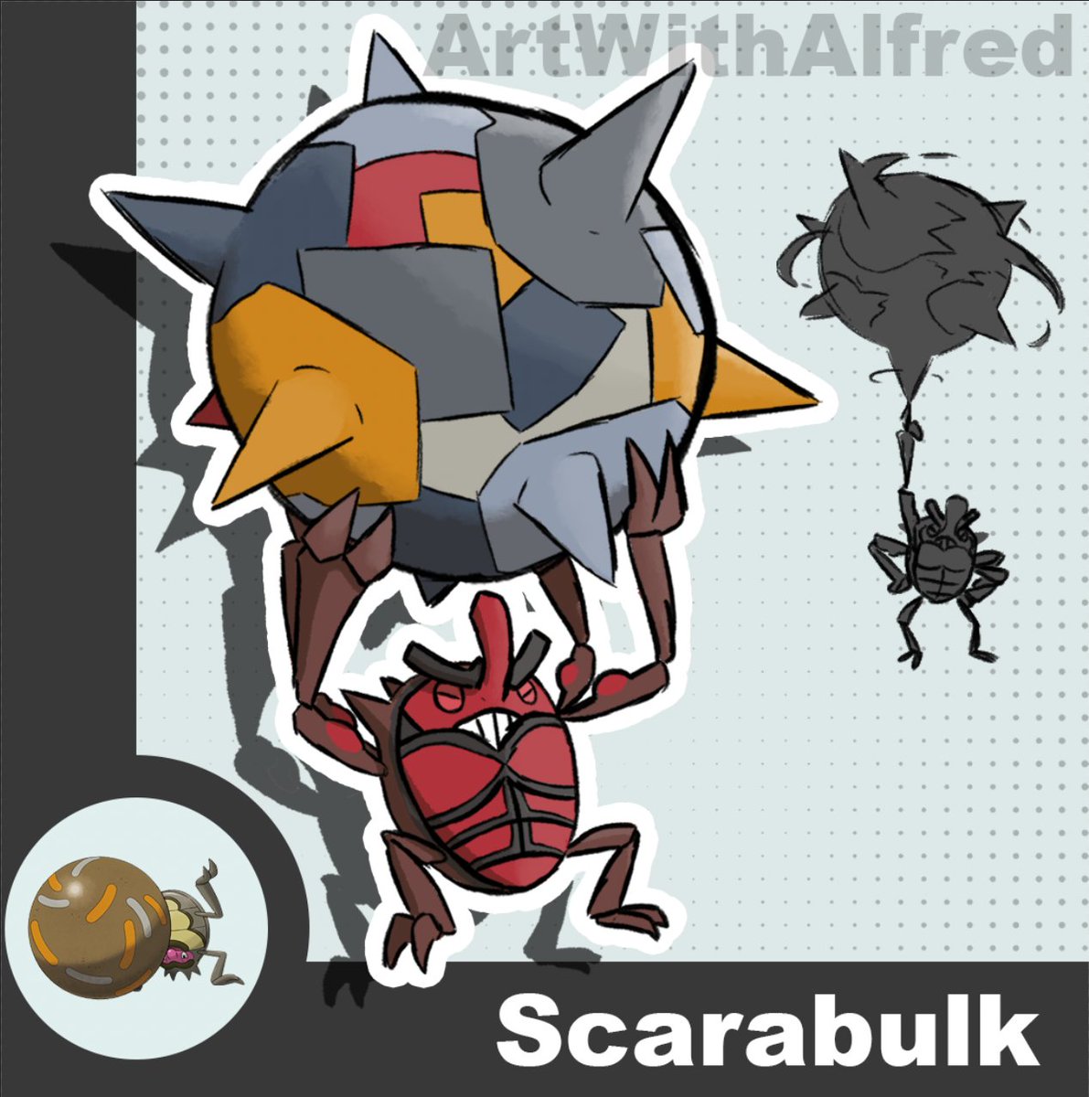 I have finally rid myself of plain grey backgrounds! Scarabulk [Bug/Steel] #pokemon #pokemonlegendsza #fakemon