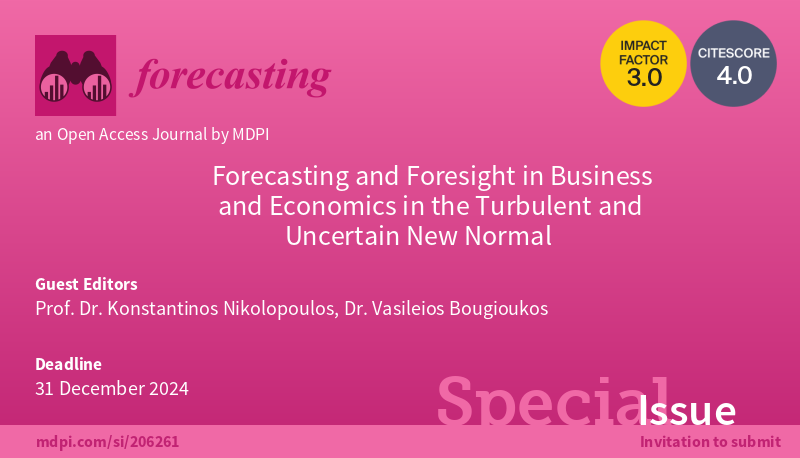 📢 New Special Issue '#Forecasting and Foresight in #Business and #Economics in the Turbulent and Uncertain New Normal', edited by Prof. Dr. Kostas Nikolopoulos and Dr. Vasileios Bougioukos 🔗 mdpi.com/journal/foreca… 📆 31 December 2024