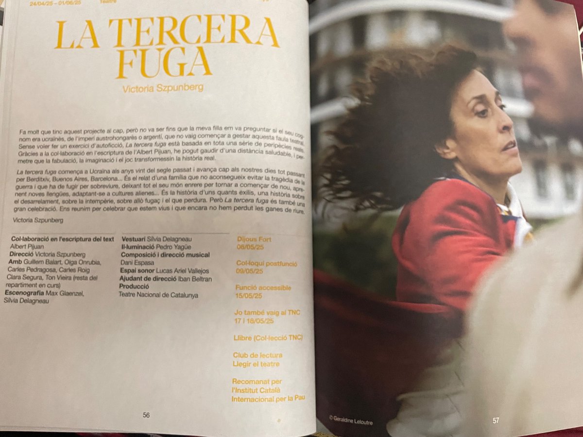 LA TERCERA FUGA Ja s’ha presentat als mitjans i al públic del @teatrenacional Amb un repartiment de luxe i un equip artístic genial. Moltíssima il•lusió 👇