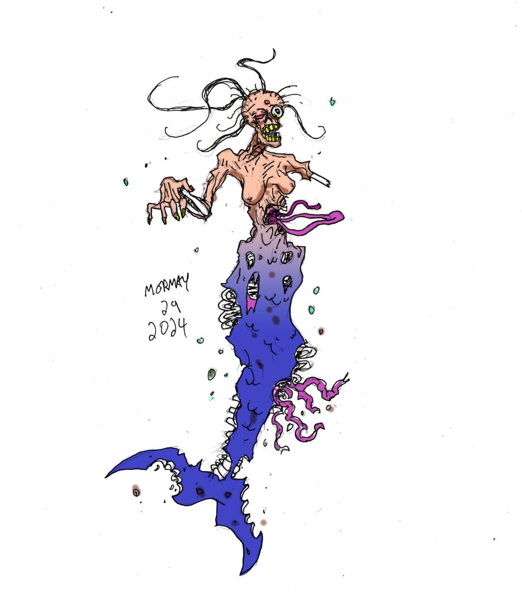 Mermay 29. The zombie virus has made it to the mermaids! #mermay #mermy2024 #mermay29 #zombie #mermaid
