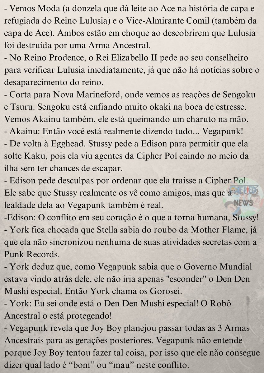OnePieceNewsASL's tweet photo. #ONEPIECE1116 
🚨 Spoilers Completos do Capítulo 1116 de One Piece!

Duas teorias do fandom concretizadas no mesmo capítulo! 

E quem sabe uma terceira... papo esquisito esse do Joy Boy, hein? 👀 https://t.co/gumHtC6hh6