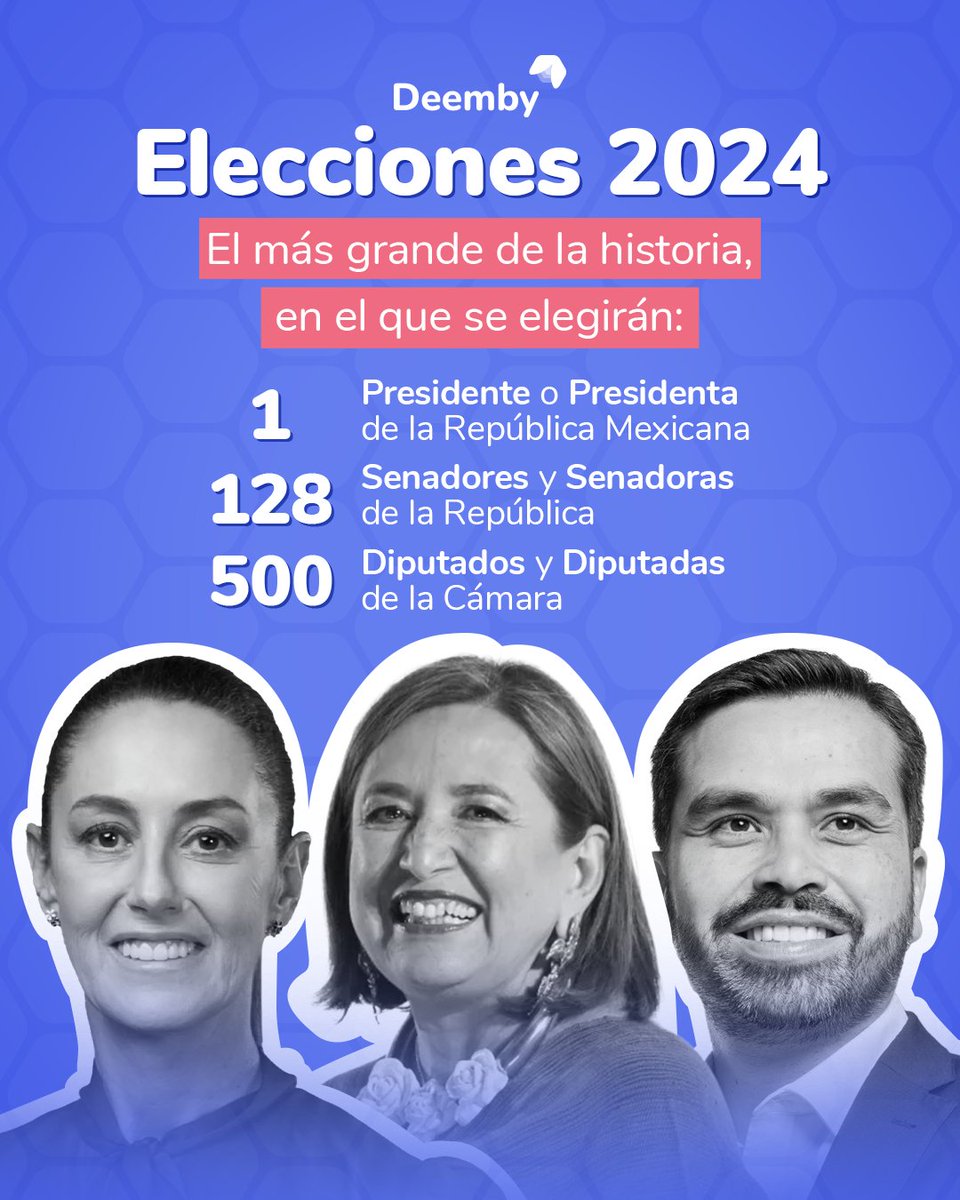 ¡Participa este 2 de junio! Vota por tus candidatos que participan en la Elección Federal. 🗳️🪪

Conoce a tus candidatos y sus propuestas desde las integraciones de Deemby → deemby.org