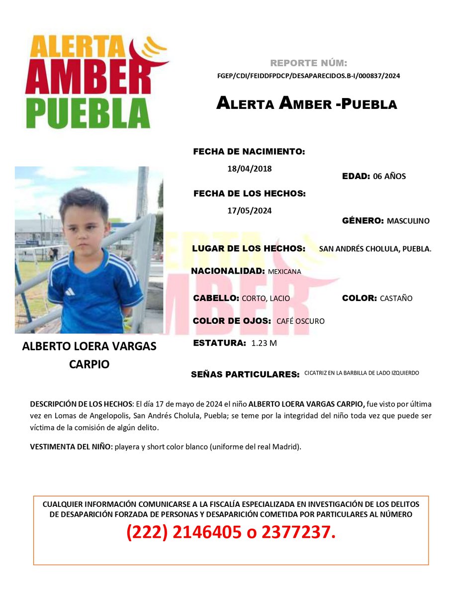 Alerta Amber Puebla tweet media
