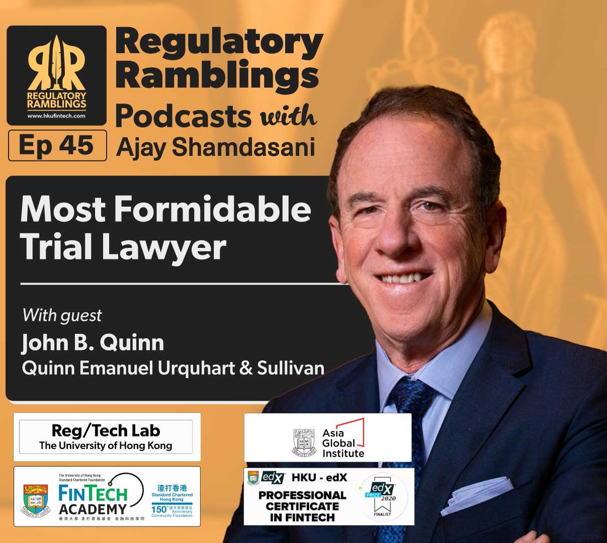 🏛️ Dive into high-stakes litigation with @jbqlaw, founder of @quinnemanuel. Hear about his journey, China's fintech giants, and Singapore's role in dispute resolution. Listen & share: hkufintech.com/regulatoryramb… #Litigation #Podcast #LegalInsights @HKUFinTech