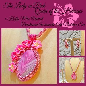 Flowers!
The Lady in Pink Queen of the Hibiscus Beadwoven Wearable Art Necklace Set 
kraftymax.net/shop/pink-quee…