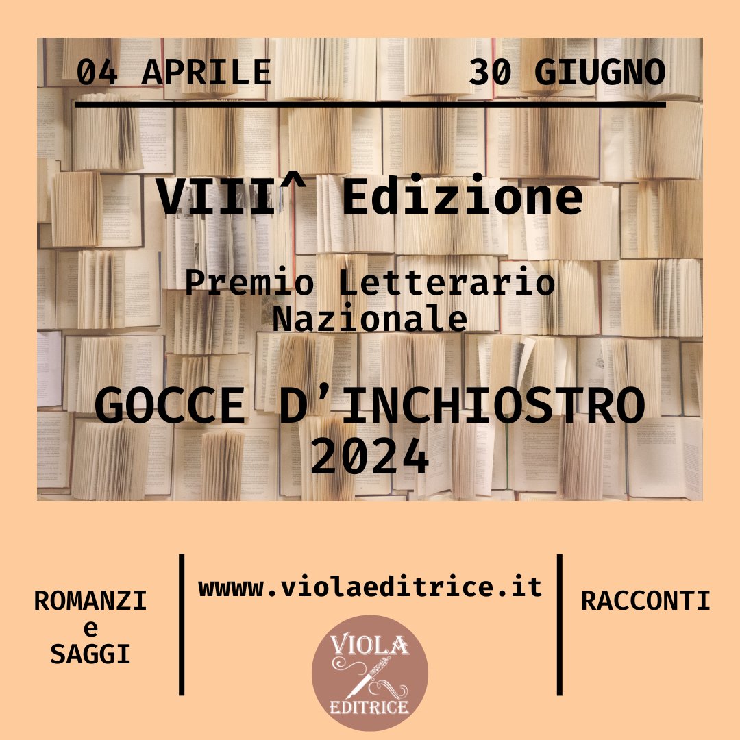 💧 Scadenza 30/06/2024 
Premio Letterario Nazionale Gocce d’inchiostro: concorso per romanzi, racconti e saggi (opere inedite) con premi in pubblicazione 📚 
▶️ concorsi-letterari.it/concorso-lette…