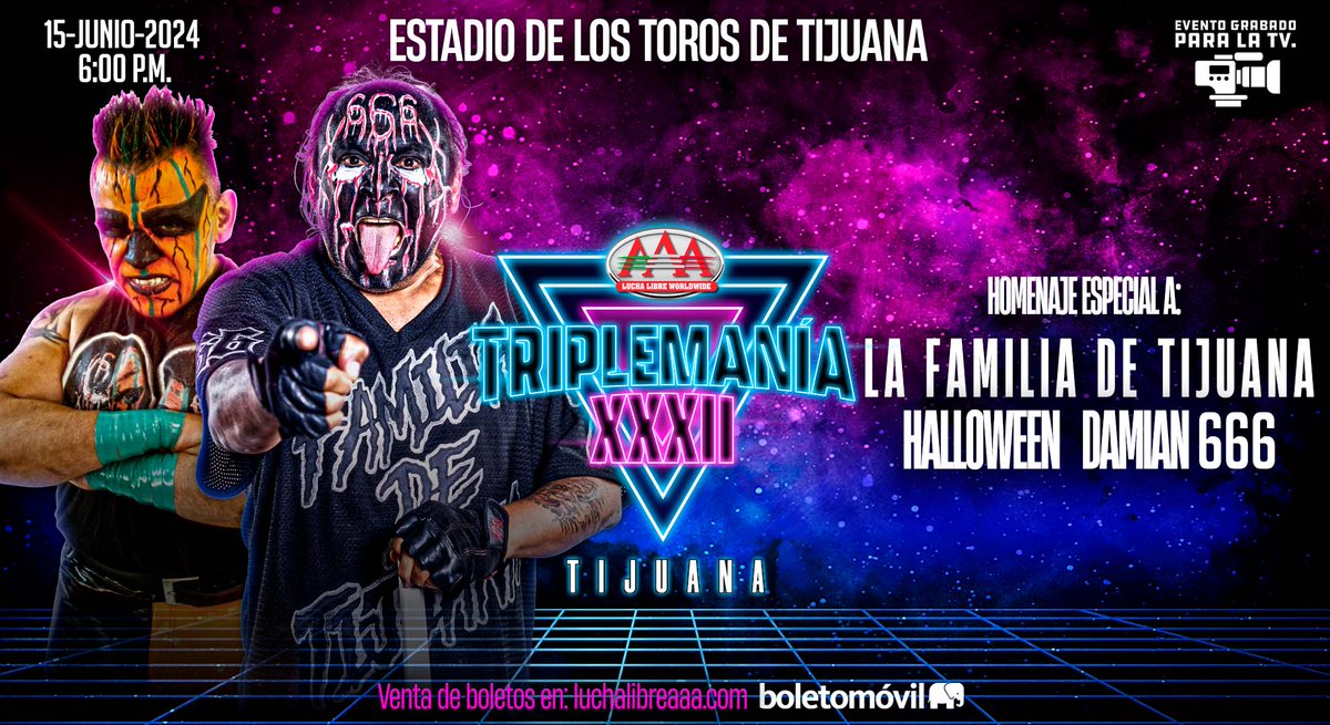 La Familia de Tijuana recibirá un merecido homenaje a su gran trayectoria en el segundo capítulo de #TriplemaniaXXXII. 👏🏻 🗓️ 15 de Junio. | ⌚ 6:00 PM. 🎟️ Boletos a la venta en @boletomovil.