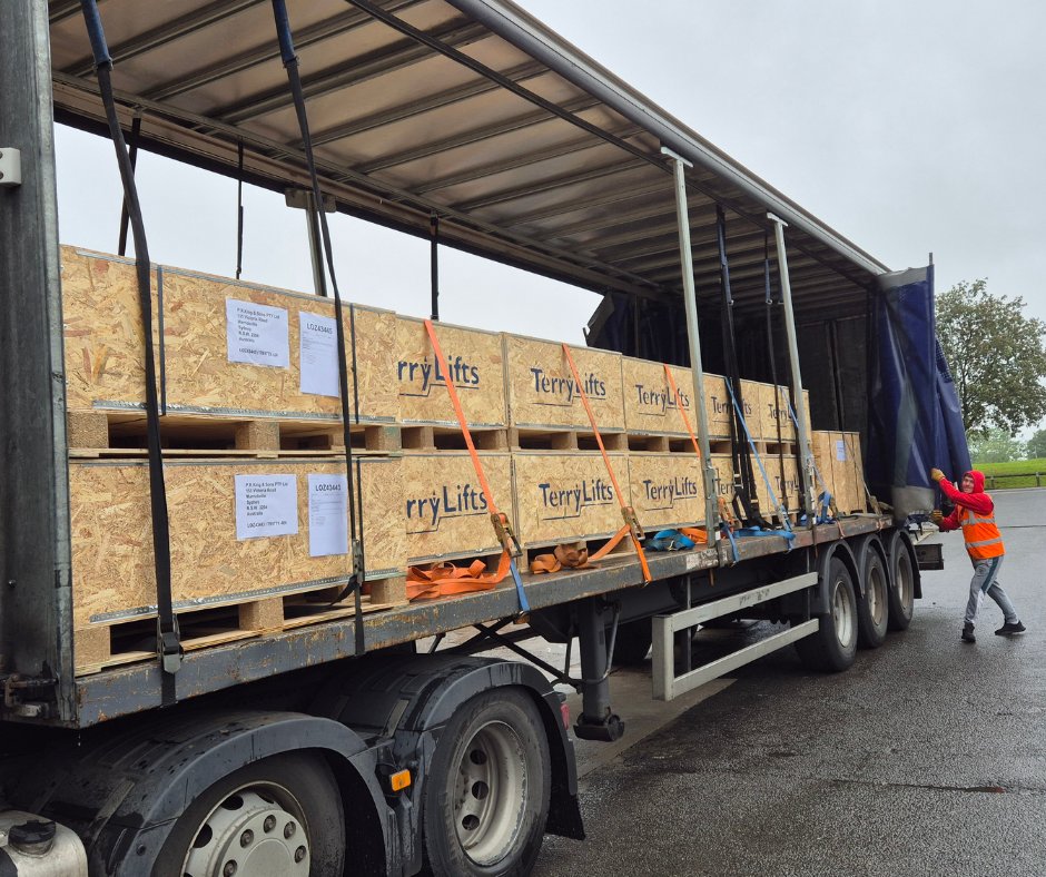 A busy day at Terry Lifts as we load up 12 #PlatformLifts for P. R. King &amp; Sons, our agents in Australia 🚛

These lifts are headed overseas to improve #accessibility and #futureproof homes down under! Proud to see our global reach in action 🌏