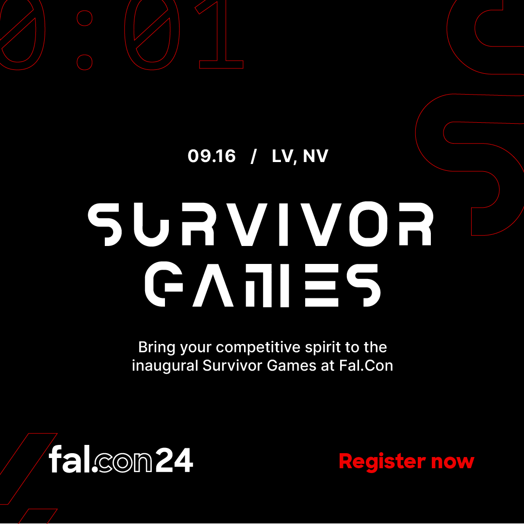 📣 Introducing Fal.Con Survivor Games — a new competition at Fal.Con in Las Vegas this September. There’s no cost to participate. Add a Fal.Con Survivor Game to your conference pass package when you register for Fal.Con today: crwdstr.ke/6015ejwbD