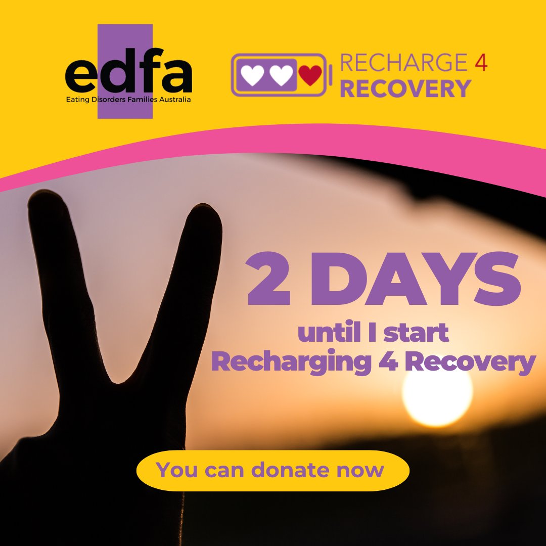 It's two days until Recharge 4 Recovery starts!

Get involves in our month of self-care and community support! recharge4recovery.raisely.com/signup

#EDFA #R4R #Recharge4Recovery #eatingdisorder #eatingdisordercarers #fundraising #mentalhealth #mentalhealthmatters