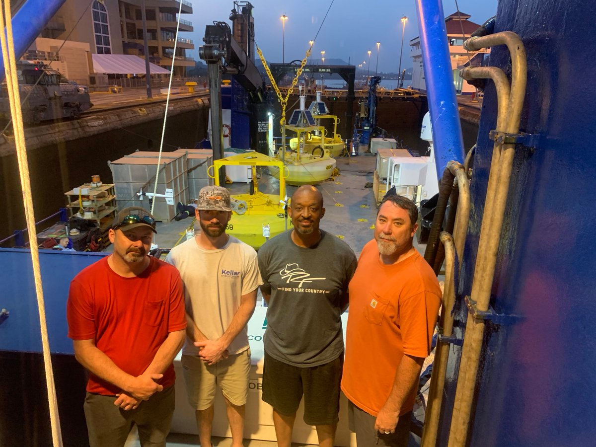 databuoycenter's tweet photo. #DYK our team has passed through the #PanamaCanal twice this mission season? Over the holiday weekend our Gulfport team went through to head to San Diego, and prior to that our first crew of the season went in March. They even snapped some pics! #FromTheField #NDBCAtSea https://t.co/v7DmrF3EYI