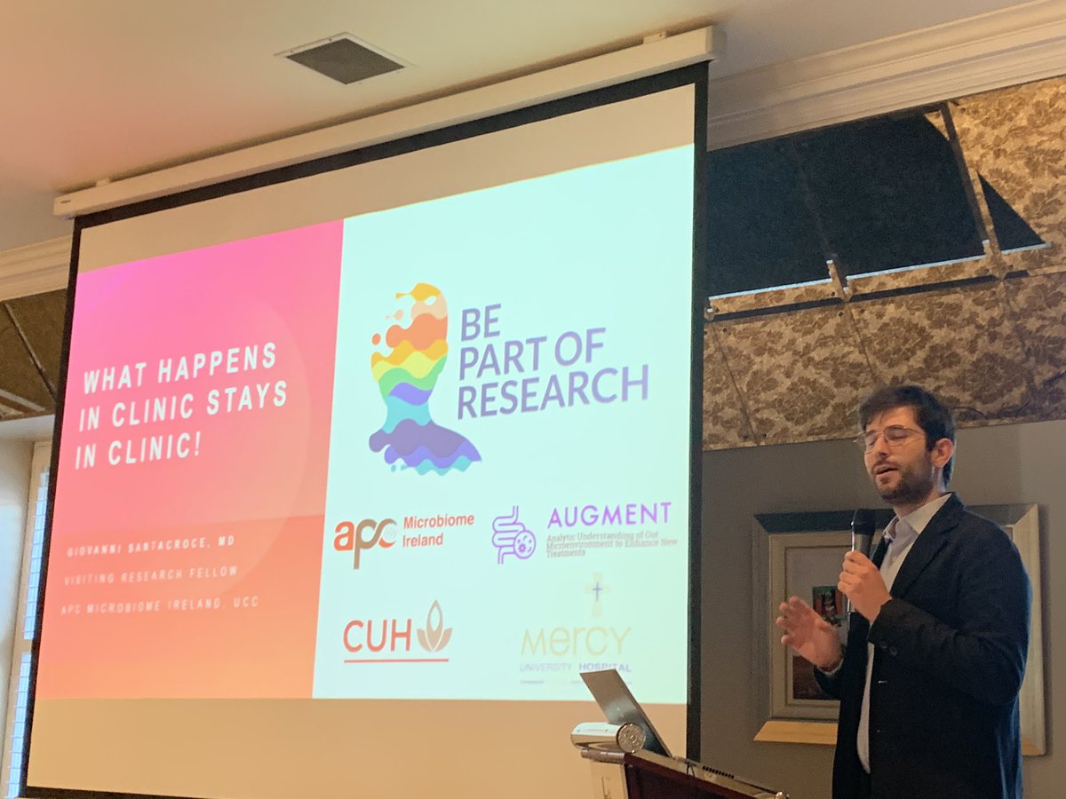 Dr Giovanni Santacroce: APC’s Clinical Research Fellow @UCC/ @CUH_Cork /@Mercycork is our last speaker who describes the process of engaging with an IBD healthcare provider and the treatments involved. #IBD