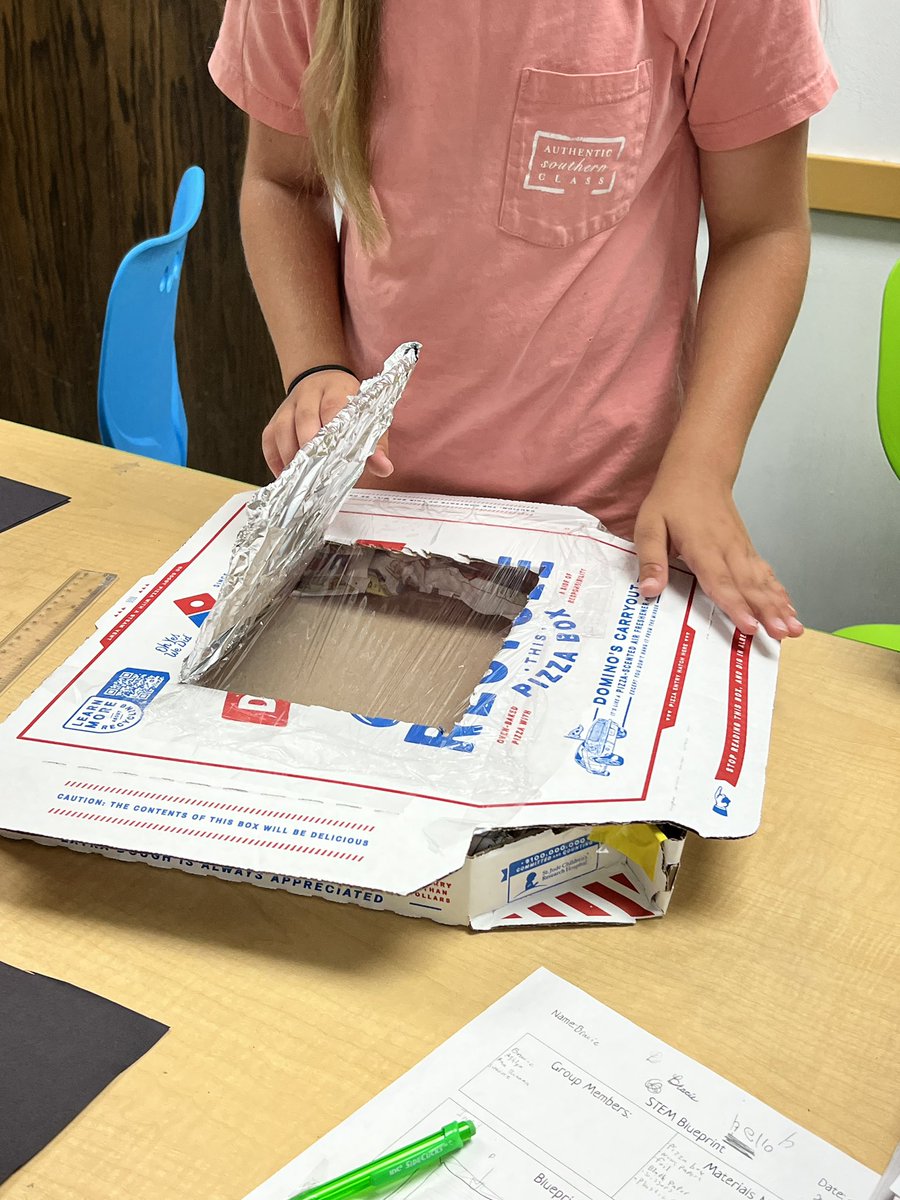 TheSTEMnerdette's tweet image. Learning doesn’t stop after EOGs! 5th graders at Frederick Douglass Elem worked in designing and building solar ovens! Today was a test run to use @ThePocketLab sensors to measure internal temps. Tomorrow they will put their ovens to the test to melt marshmallows! #STEMatWCS