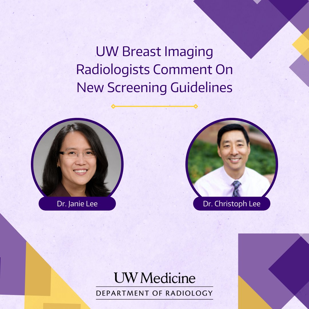 #UWRadiology Professors Dr. @JanieMLee1 and @christophleemd weigh in on the new #breastcancer screening guidelines put forth by the U.S. Preventive Services Task Force. Learn more on our website: rad.washington.edu/news/uw-breast… #UWMedicine #cancerprevention