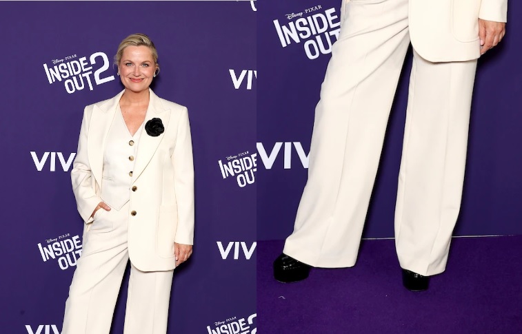Amy Poehler Channels Menswear Chic in Tailored Ivory Suit [caption id='attachment_16150' align='alignnone' width='750']... #AmyPoehler #IvorySuit #leatherpumps #premiereof'InsideOut2' #HeelsNews heels.co.in/news/amy-poehl…