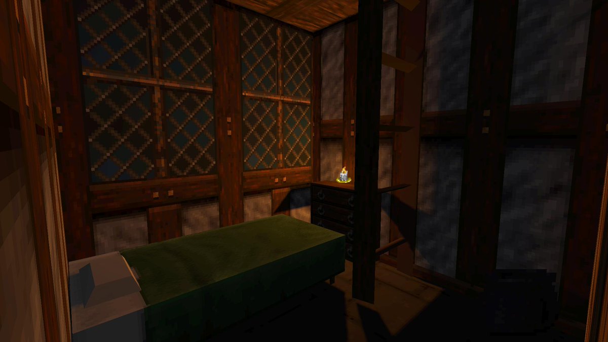 New rebuilt interior for one of #DaggerfallUnity's marketplace taverns. 

A fireplace stands in the center of the common room, with access to a balcony.

While a nice place to drink at, the same can't be said about its tiny rooms. I hope you like your neighbors.