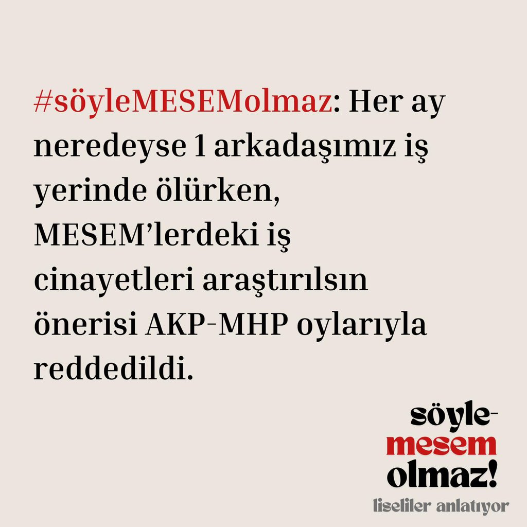 Biz her gün iş yerlerinde ölürken, iktidar neden göz yumuyor?

İş cinayetleri araştırılsın, sorumlular yargılansın!

#söyleMESEMolmaz