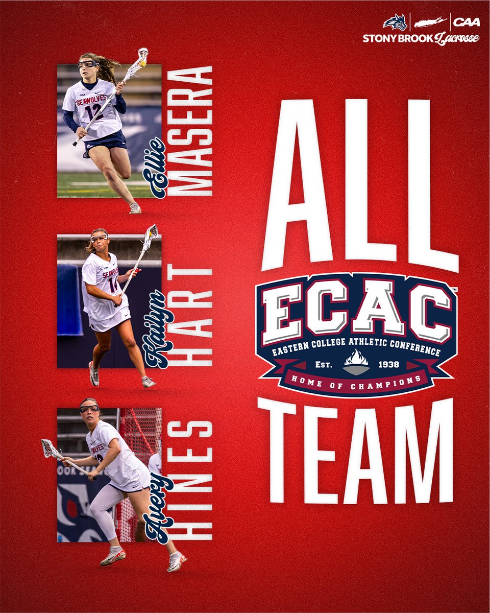 𝗔𝗟𝗟-𝗘𝗖𝗔𝗖 𝗧𝗘𝗔𝗠 🙌 Congratulations to our trio of @elliemasera, @hartkailyn & @_averyhines on being named to the All-@ECACSports Team! 🌊🐺 x #NCAALAX