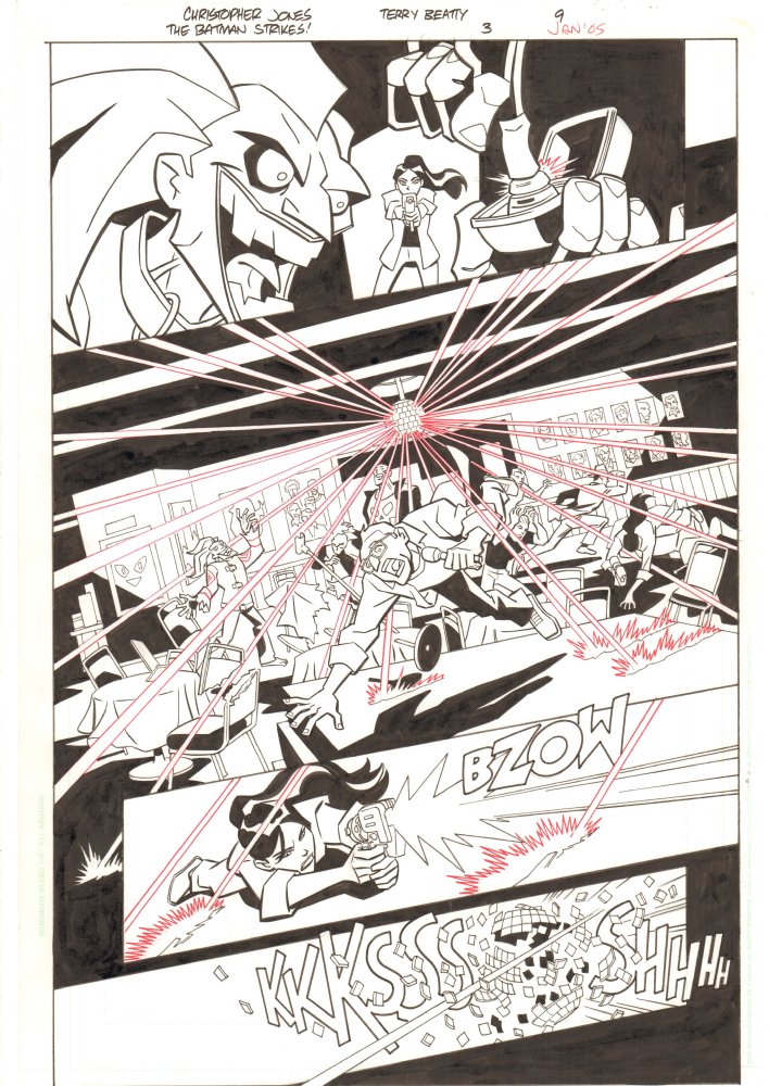 ChrisJonesArt's tweet image. #Joker causing chaos in the #BatmanStrikes #16. Inks by Terry Beatty.