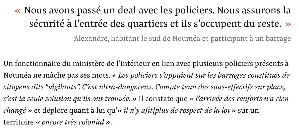 La gestion COLONIALE de l’état français en Kanaky Nouvelle Calédonie en 2024. 

La police française passe des deals avec des milices racistes.